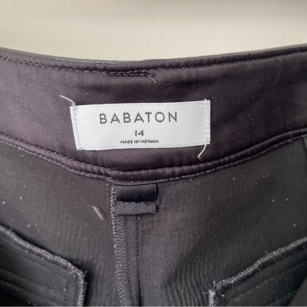 ARITZIA BABATON Command Black Mid Rise Straight Leg Vegan Leather Pants Sz 14 - Picture 8 of 8